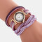 Strass vintage fluorescente multi-camada Watch Metal Colorful Quartzo tecido à mão com diamante Watch - 11