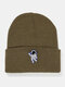 Men & Women Wool Warm Windproof Sunvisor Astronaut Printing Knitted Hat Beanie Hat - Khaki