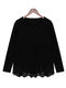 Casual Lace Patchwork Solid Baggy Blouses - Black