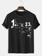 Mens Cotton Number Letter Print Crew Neck Short Sleeve T-Shirts - Black