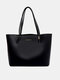 Women Artificial Leather Vintage Large Capacity Tote Bag Soft Brief Working Casual Handbag - Black