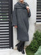 Solid Color Turtleneck Bell Sleeve Midi Dress - Gray