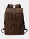 Men Vintage Rub Color Flip Buckle Multifunctional Large Capacity 15.6-inch Laptop Backpacks Travel Bag - Coffee