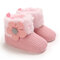 Baby Toddler Shoes Cute Knitted Appliques Decor Comfy Plush Warm Soft Snow Boots - Pink