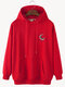 Mens Cotton Printing Relaxed Fit Drawstring Hoodies With Kangaroo Pocket - Red