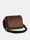 Menico Men Artificial Leather Vintage Zipper Design Crossbody Bag Retro Large Capacity Bag - Coffee