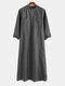 Mens Long Sleeve Robe Formal Dress Long Henley Shirts - Dark Grey