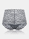 Women Lace See Through High Waist Thin Sexy Lingerie Seamless Panties - Gray