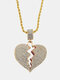 Alloy Hip-hop Heart-shaped Full Rhinestone Necklace - Silver