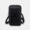Men Genuine Leather 6.3 Inch Phone Holder Belt Bag Crossbody Bag - Black