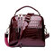 Patent Leather Crocodile Pattern Handbag Shell Solid Leisure Crossbody Bag - Red wine