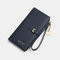 Women PU Leather Multi-card Slots Phone Bag Money Clip Wallet Purse - Dark Blue