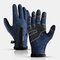 Unisex Fleece Screen Touchable Waterproof Winter Outdoor Keep Warm Waterproof Cycling Riding Full-finger Gloves - Blue