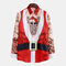 Mens Funny Christmas Printed Turn Down Collar Long Sleeve Casual Shirts - As Picture