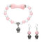Women's Ethnic Jewelry Set Fish Ceramics Bracelet Earrings Set - Pink