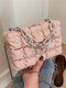 Women Faux Leather Fashion Argyle Chain Crossbody Bag - Pink