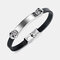 Fashion Stainless Steel Skull Bangle Removable Clasp Men Leather Bracelet Jewelry - Silver