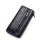 Men PU Leather Solid Long Phone Purse 11 Card Slot Wallet - Black