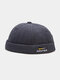 Unisex Cotton Solid Color Letters Color-block Logo Embroidery Simple Brimless Beanie Landlord Cap Skull Cap - Gray