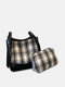 Women Vintage Faux Leather Lattice Pattern Large Capacity Crossbody Bag Shoulder Bag - #03