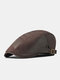 Menico Men Cotton Topstitched Outdoor Breathable Sunshade Short Brim Casual Vintage Forward Hats Beret Flat Caps - Coffee
