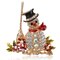 Crystal Christmas Bell Elk Snowman Colorful Brooch - Gold snowman