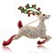 Crystal Christmas Bell Elk Snowman Colorful Brooch - Elk