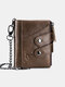 Men Brown Genuine Leather RFID Anti-theft Vintage Large Capacity Foldable Card Holder Wallet - Coffee