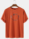 Mens Cotton Funny Emojis Print Breathable Loose Round Neck T-Shirts - Orange