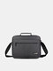 Men Oxfords Cloth Business Large Capacity Brief Laptop Bag Adjustable Strap Briefcase - Dark Gray
