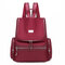 Women Casual School Backpack Solid Oxford Shoulder Bag - Red