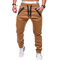 Casual Sport Pants Elastic Waist Drawstring Zipper Pockets Sportwear for Men - Khaki