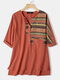 African Print Patchwork Short Sleeve Plus Size T-shirt - Orange