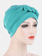 Women Cotton Multi Color Solid Casual Sunshade Side Braid Baotou Hats Beanie Hats - Green