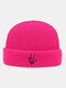 Unisex Acrylic Knitted Yeah Gesture Pattern Embroidery Simple Warmth Brimless Beanie Hat - Rose