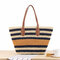 Striped Shoulder Bag Straw Beach Bag Handbag For Women - 1