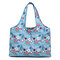 Women National Print Nylon Waterproof Large Capacity Handbag Shoulder Bag - Light Blue