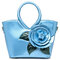 Casual Peal Patent Leather Coloful Flower Sweet Lady's Handbag Crossbag - Blue