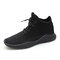 Men Knitted Fabric Light Weight Soft Sport Running Sneakers - Black