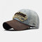 Embroidered Letters Stitching Made Old Washed Denim Baseball Cap - Gray