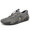 Men Leather Splicing Soft Sole Non Slip Elastic Lace Casual Driving Shoes - Grey