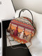 Women Weave Bohemia Ethnic Pattern Printed Tassel Crossbody Bag Handbag Satchel Bag Circle Bag - Brown