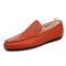 Men Hand Stitching Leather Slip On Soft Causual Driving Shoes  - Orange