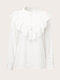 Plus Size Elegant Solid Ruffle Long Sleeve Women Blouse - White