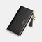 Women 11Card Slots Tassel Detachable 6.3'' phone Zipper Long Wallet - Black