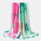 Satin Tie Dye Pattern Scarf Thin Multifunctional Headscarf Multicolor Ethnic Scarf - Green