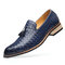 Men Brogue Style Tassel Slip-on Hard Wearing Casual Business Shoes - Blue