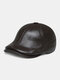 Men Genuine Leather Ear Pads Ear Protection Warm Plus Thicken Forward Hat Beret Hat Flat Hat - Brown