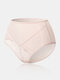 Lace Mesh Middle Waisted Breathable Seamless Full Hip Panties For Women - Pink