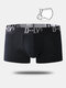 Men Sexy Cotton Loop Boxers Comfortable Plain Stretch No Fly Contour Pouch Underwear - Black